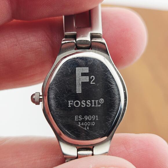 Fossil Silver Tone Purple Dial Watch Open Link Y2K Style Bracelet Band ES-9091 - Picture 6 of 7